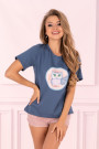 Pižama Pygmy Owl Mėlyna su rožine–LiviaCorsetti LT–Pižamos moterims