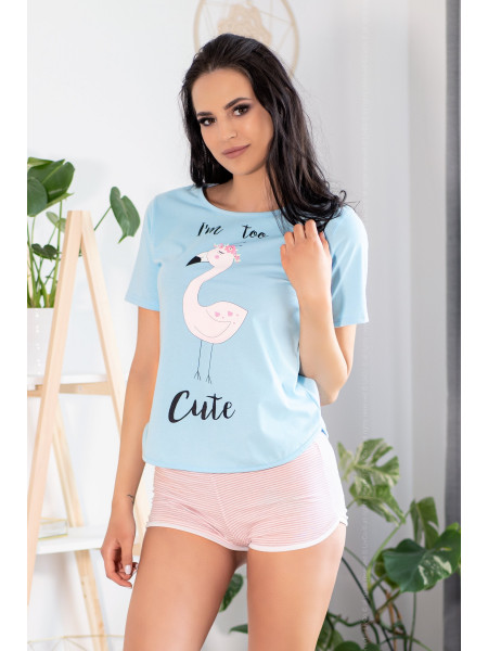Pižama Cute Flamant Mėlyna su rožine–LiviaCorsetti LT–Pižamos moterims