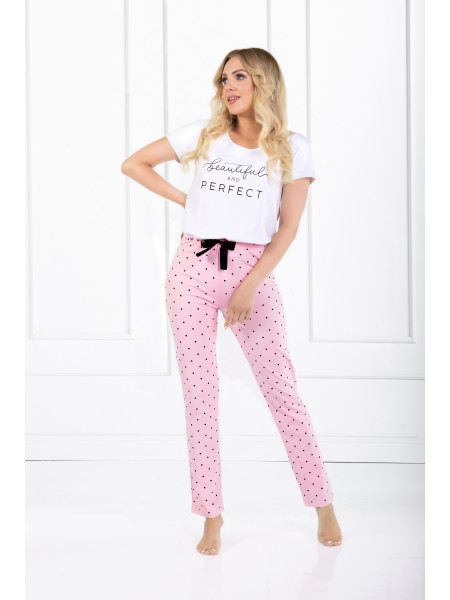 Pižama Flawless White-Pink–LiviaCorsetti LT–Pižamos moterims