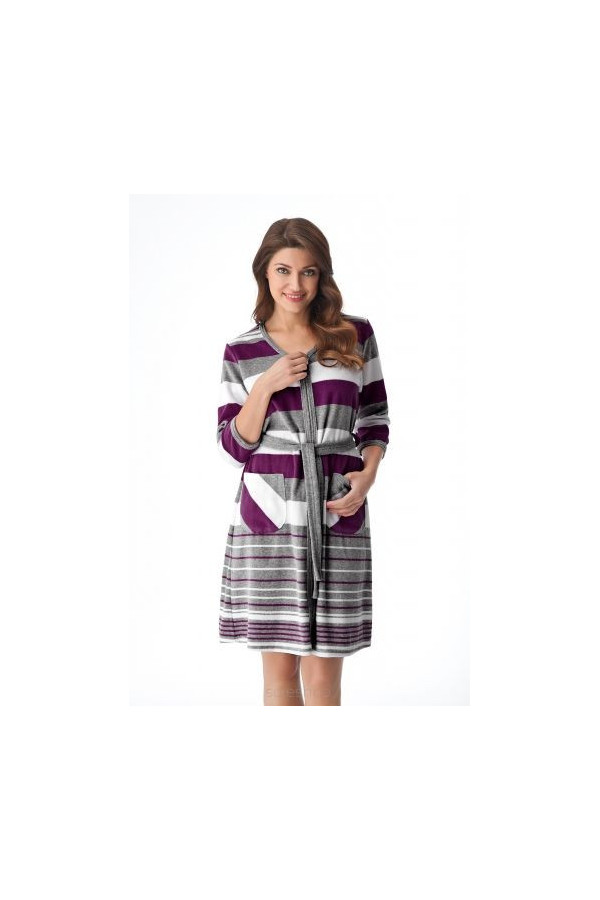 Chalatas Cate FR-070 Bordo w Juostelės