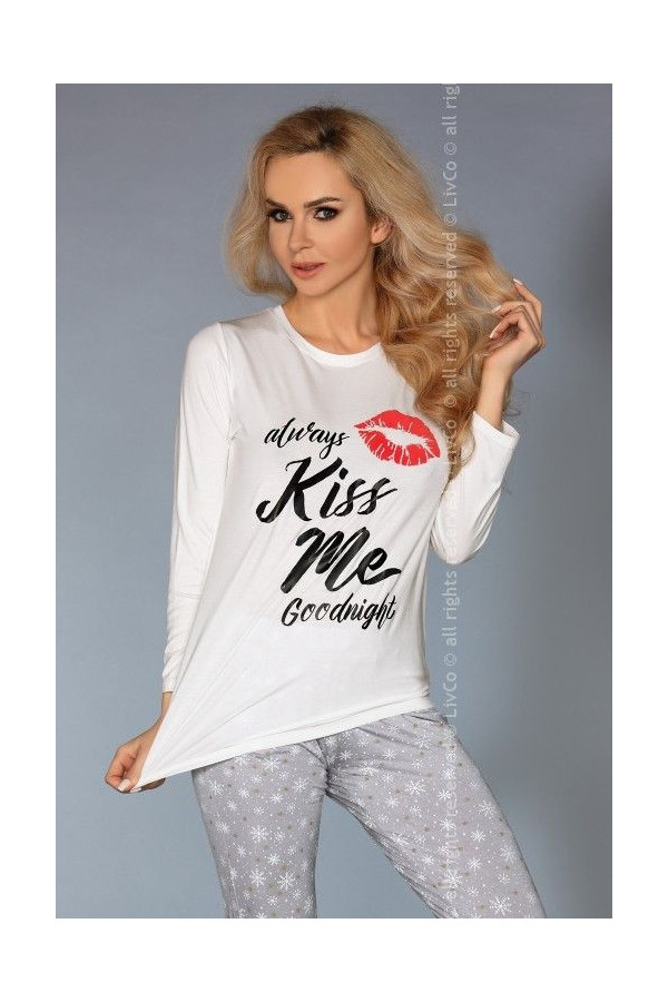 Pižama Sweet Kiss 109 Ecru-Pilka