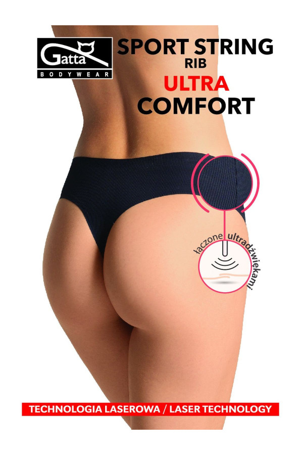 Siaurikės (stringai) Sport Ult Rib - juoda